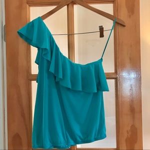 American Eagle One Shoulder Tank in Bright Blue